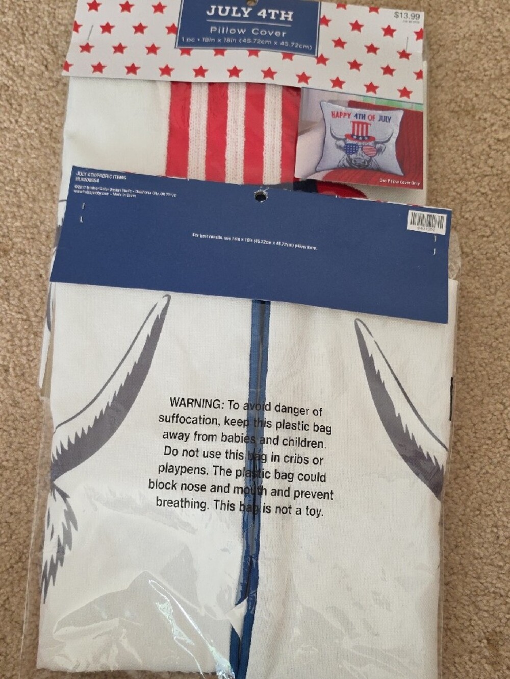 2 Hobby Lobby July 4th Patriotic Red White and Blue Accent Pillow Cover - Picture 4 of 4
